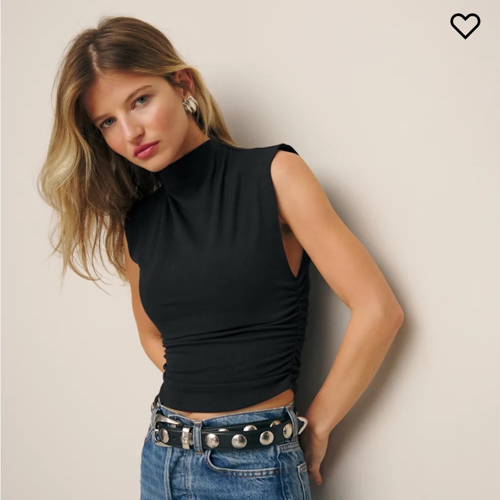 Reformation Black Ruched Top